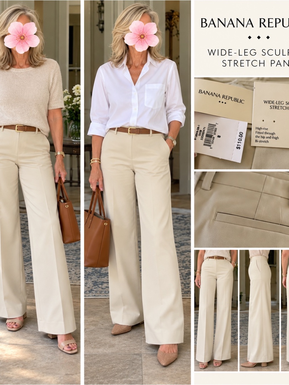 Banana Republic Wide-Leg Pants in Light Beige